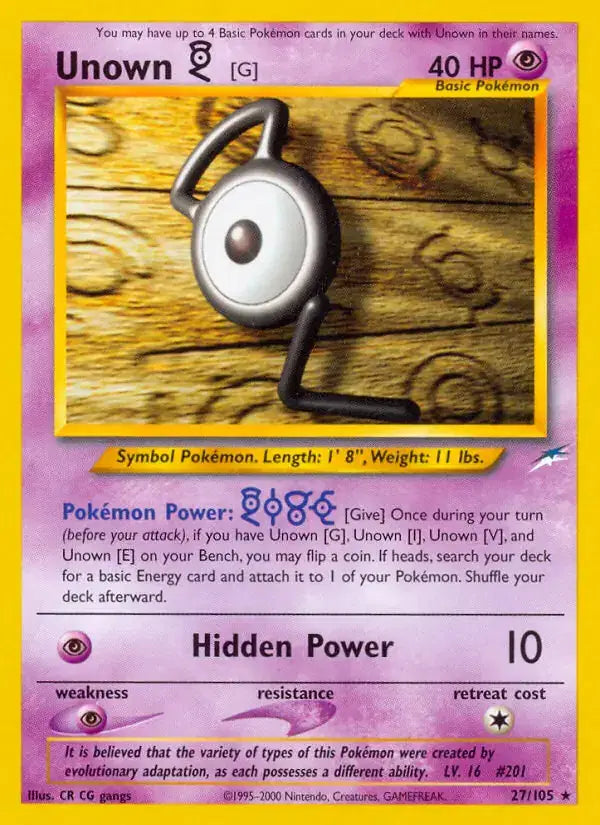 Unown G - 27/105 - Neo Destiny