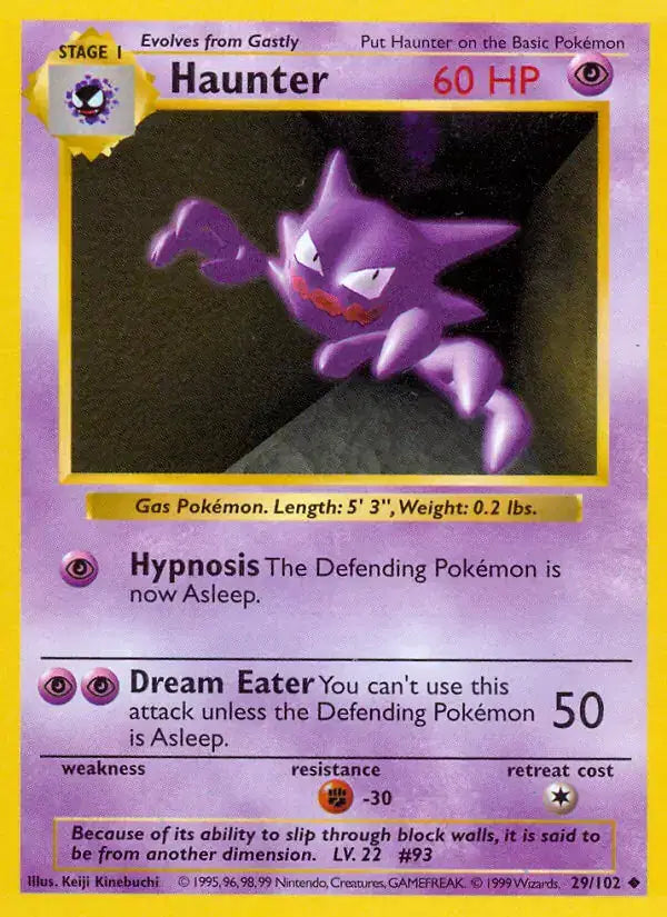 Haunter - 29/102 - Shadowless - Base Set