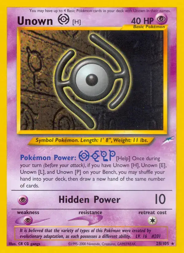 Unown H - 28/105 - Neo Destiny