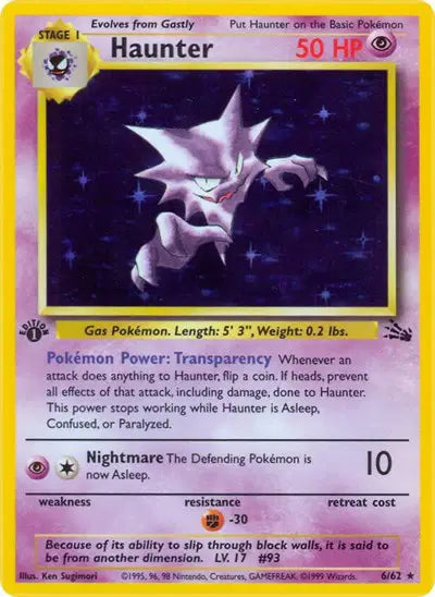 Haunter - 6/62 - 1st Edition - Fossil