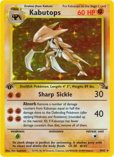 Kabutops - 9/62 - 1st Edition - Fossil