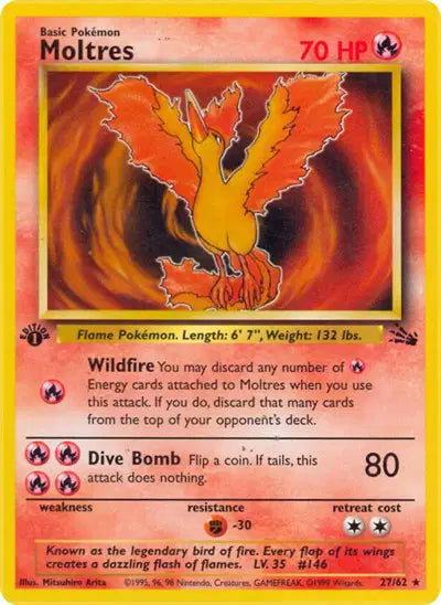 Moltres - 27/62 - 1st Edition - Fossil