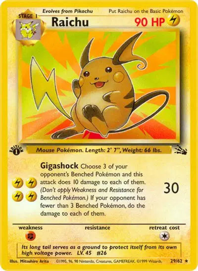 Raichu - 29/62 - 1st Edition - Fossil