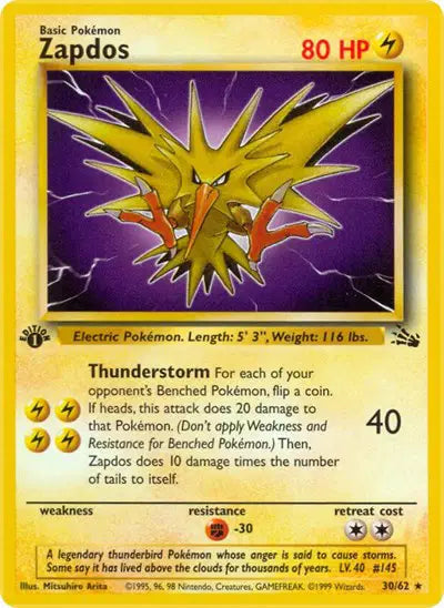 Zapdos - 30/62 - 1st Edition - Fossil