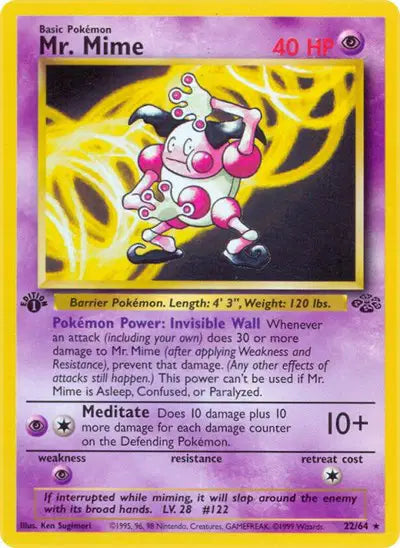 Mr. Mime - 22/64 - 1st Edition - Jungle