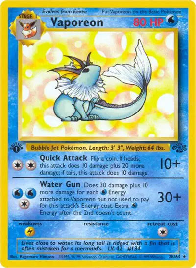 Vaporeon - 28/64 - 1st Edition - Jungle