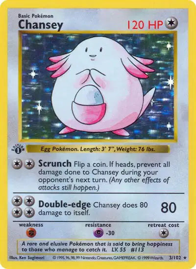 Chansey - 3/102 - 1st Edittion - Base Set