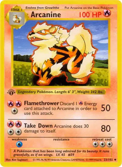 Arcanine - 23/102 - 1st Edittion - Base Set