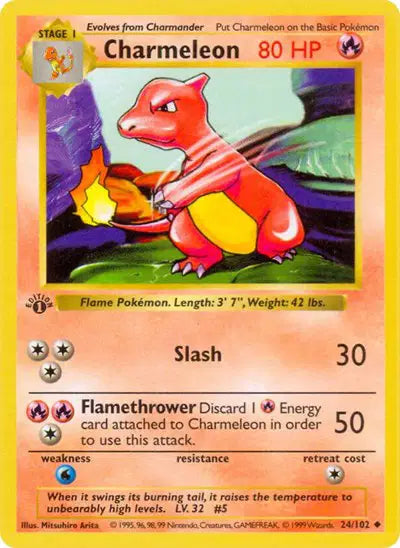 Charmeleon - 24/102 - 1st Edittion - Base Set