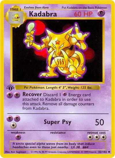 Kadabra - 32/102 - 1st Edittion - Base Set