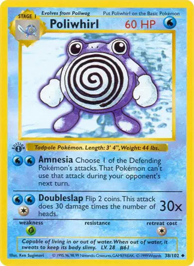 Poliwhirl - 38/102 - 1st Edittion - Base Set