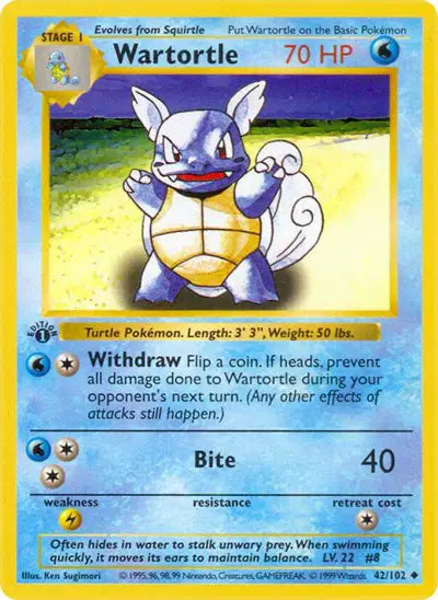 Wartortle - 42/102 - 1st Edittion - Base Set