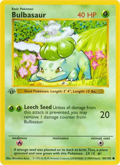 Bulbasaur - 44/102 - 1st Edittion - Base Set
