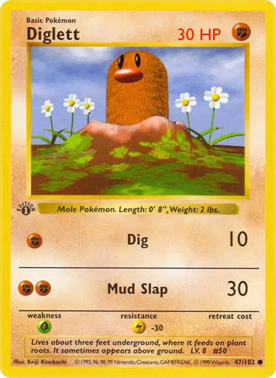 Diglett - 47/102 - 1st Edittion - Base Set