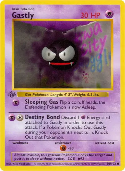 Gastly - 50/102 - 1st Edittion - Base Set