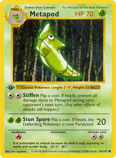 Metapod - 54/102 - 1st Edittion - Base Set