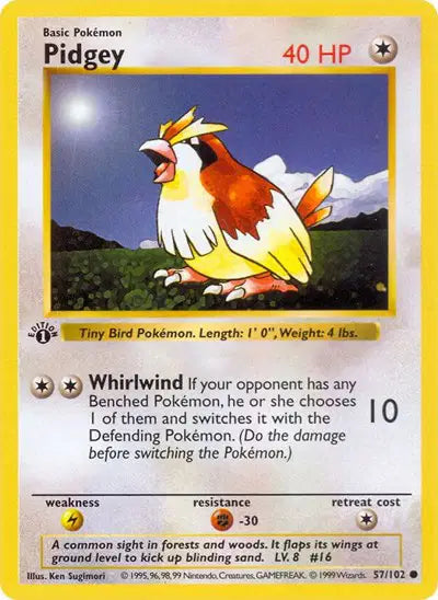 Pidgey - 57/102 - 1st Edittion - Base Set