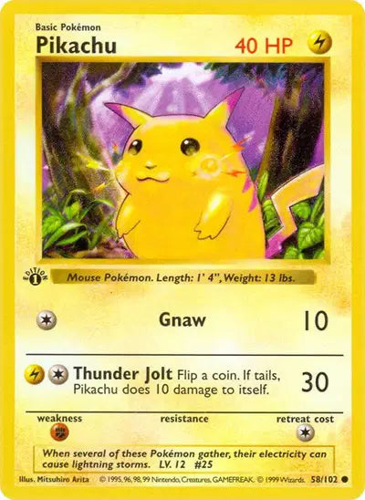 Pikachu - 58/102 - 1st Edittion - Base Set