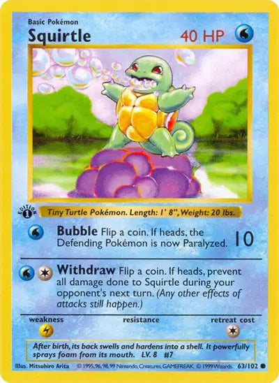 Squirtle- 63/102 - 1st Edittion - Base Set