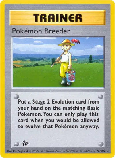 Pokemon Breeder - 76/102 - 1st Edittion - Base Set