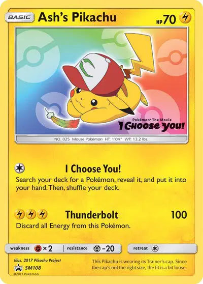 Ash's Pikachu - SM108 - Sun & Moon Promo