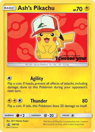Ash's Pikachu - SM109 - Sun & Moon Promo