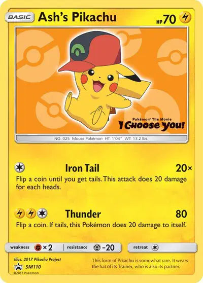 Ash's Pikachu - SM110 - Sun & Moon Promo