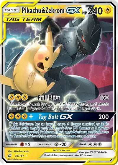Pikachu & Zekrom GX - 33/181 - Tag Team - Team Up