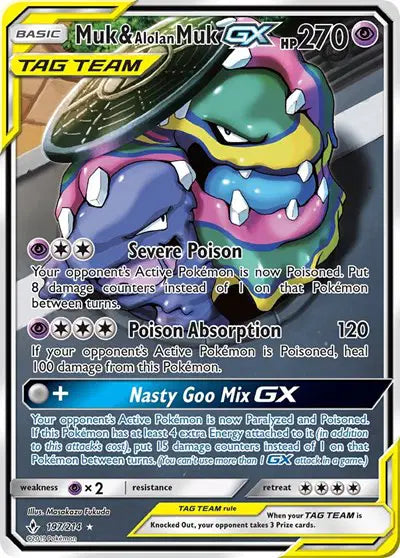 Muk & Alolan Muk GX - 197/214 - Tag Team - Unbroken Bonds