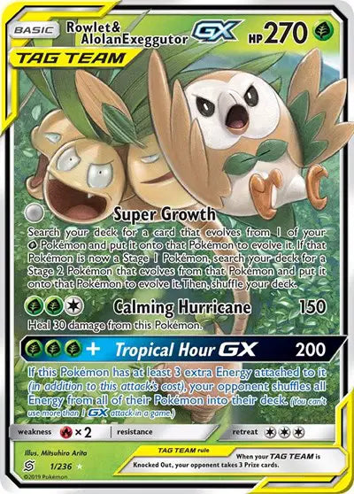 Rowlet & Alolan Exeggutor GX - 1/236 - Tag Team - Unified Minds