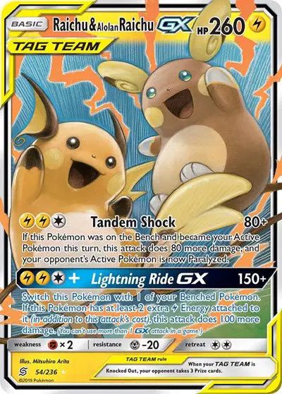 Raichu & Alolan Raichu GX - 54/236 - Tag Team - Unified Minds