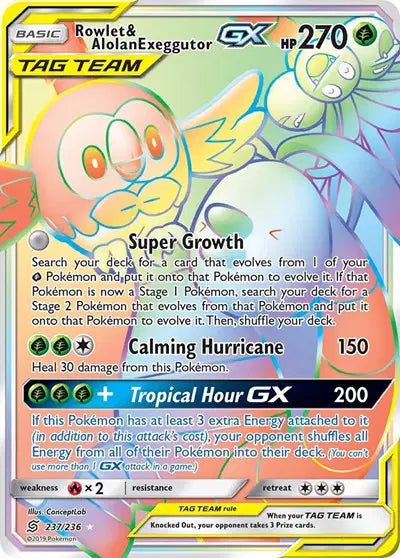 Rowlet & Alolan Exeggutor GX - 237/236 - Tag Team - Unified Minds