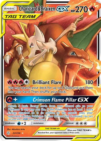 Charizard & Braixen GX - 22/236 - Tag Team - Cosmic Eclipse