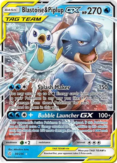 Blastoise & Piplup GX - 38/236 - Tag Team - Cosmic Eclipse