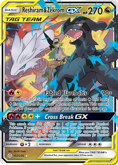 Reshiram & Zekrom GX - 157/236 - Tag Team - Cosmic Eclipse
