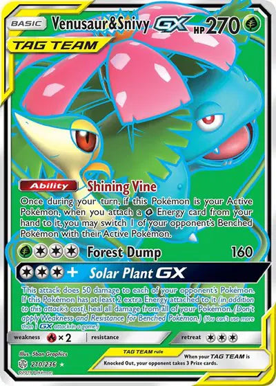 Venusaur & Snivy GX - 210/236 - Tag Team - Cosmic Eclipse