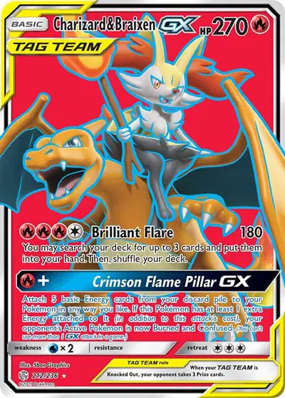 Charizard & Braixen GX - 212/236 - Tag Team - Cosmic Eclipse