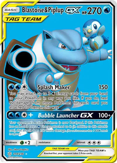 Blastoise & Piplup GX - 214/236 - Tag Team - Cosmic Eclipse