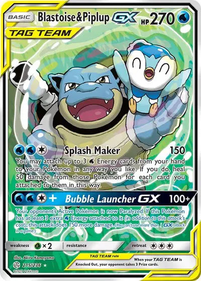 Blastoise & Piplup GX - 215/236 - Tag Team - Cosmic Eclipse
