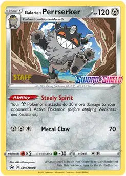 Galarian Perrserker - SWSH008 - Staff - Sword & Shield Promo