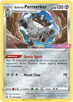 Galarian Perrserker - SWSH008 - Sword & Shield Promo