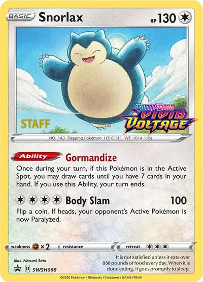 Snorlax - SWSH068 -Staff - Sword & Shield Promo