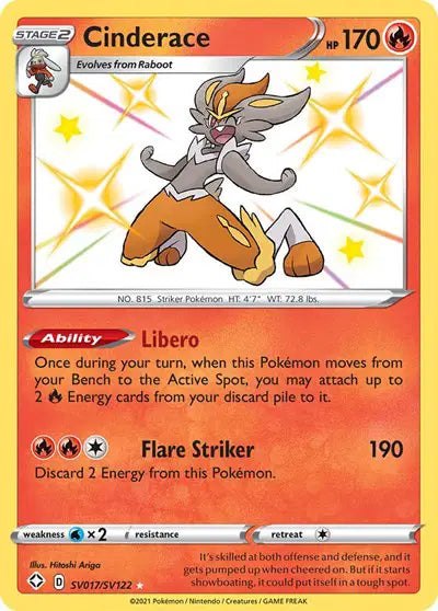 Cinderace - SV017/SV122 - Shining Fates - Shiny Vault