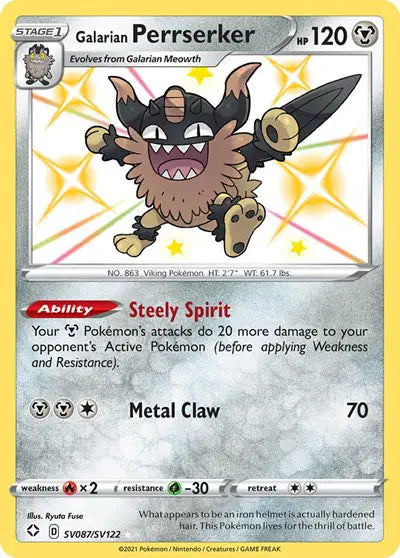 Galarian Perrserker - SV087/SV122 - Shining Fates - Shiny Vault