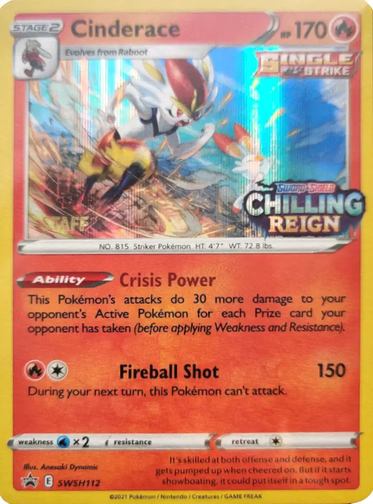 Cinderace - SWSH112 - Staff - Sword & Shield Promo