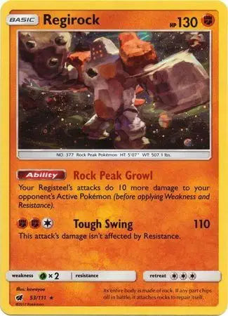 Regirock - 53/111 - Cosmos Holo - Sun & Moon Promo