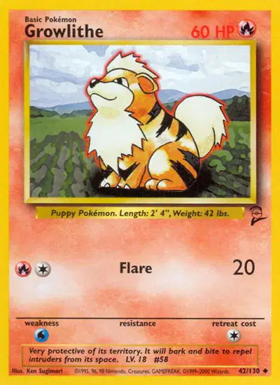 Growlithe - 42/130 - Base Set 2