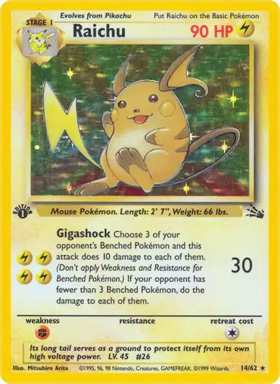 Raichu - 14/62 - 1st Edition - Fossil