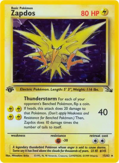 Zapdos - 15/62 - 1st Edition - Fossil