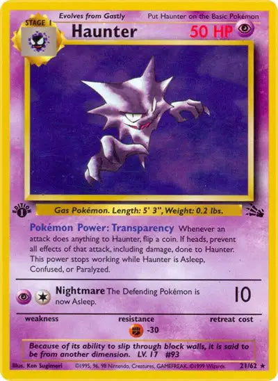 Haunter -21/62 - 1st Edition - Fossil